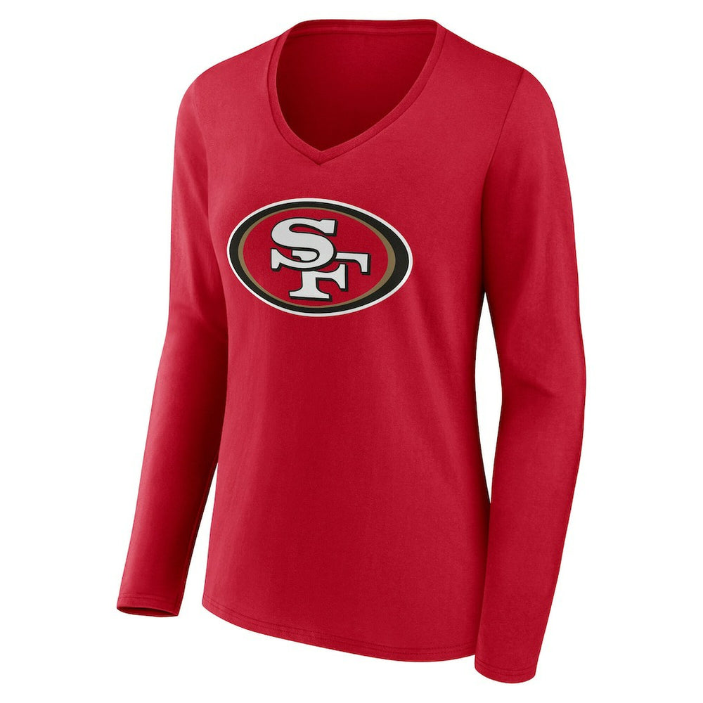 San Francisco 49ers Women's Team Authentic Personalized Name & Number Long Sleeve V-Neck T-Shirt - Scarlet cheap