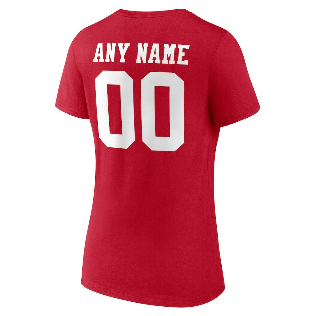 San Francisco 49ers Women's Team Authentic Personalized Name & Number V-Neck T-Shirt - Scarlet on sale