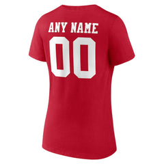 San Francisco 49ers Women's Team Authentic Personalized Name & Number V-Neck T-Shirt - Scarlet on sale