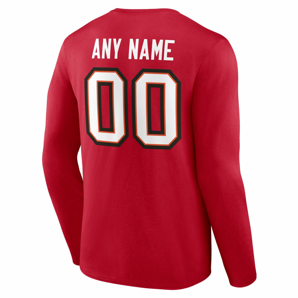 Tampa Bay Buccaneers Team Authentic Personalized Name & Number Long Sleeve T-Shirt - Red discount