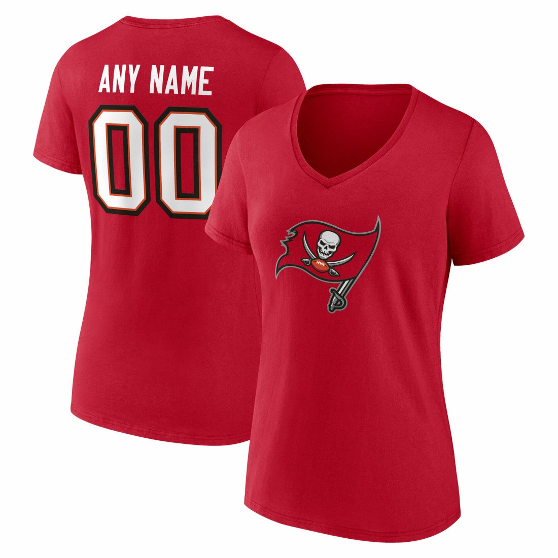 Tampa Bay Buccaneers Women's Team Authentic Personalized Name & Number V-Neck T-Shirt - Red on sale