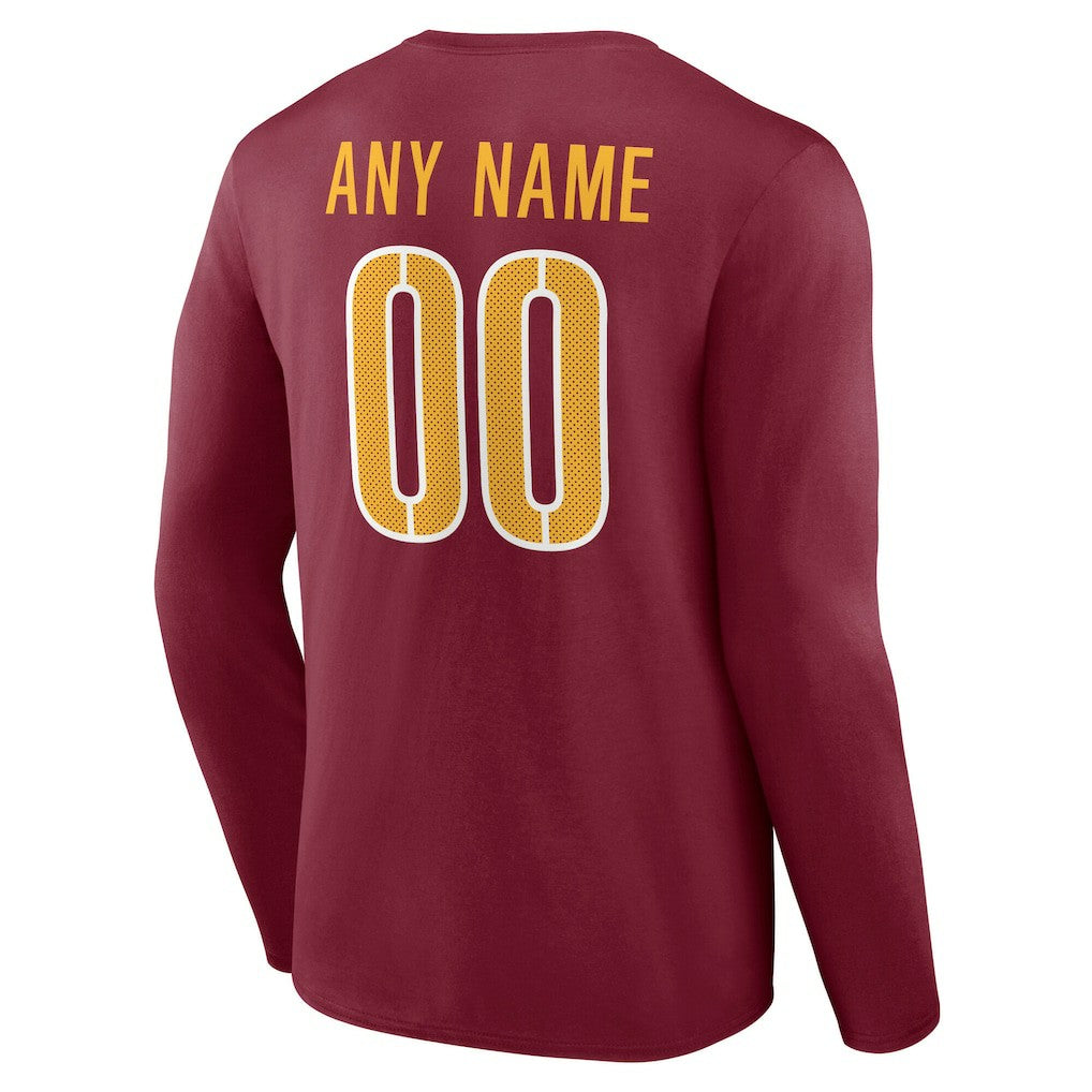 Washington Commanders Team Authentic Personalized Name & Number Long Sleeve T-Shirt - Burgundy sale
