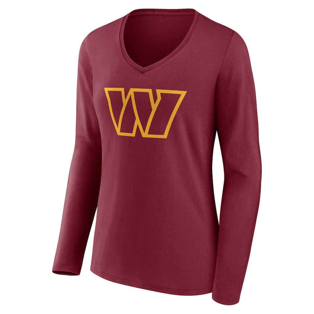 Washington Commanders Women's Team Authentic Personalized Name & Number Long Sleeve V-Neck T-Shirt - Burgundy discount