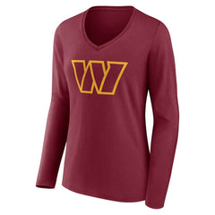Washington Commanders Women's Team Authentic Personalized Name & Number Long Sleeve V-Neck T-Shirt - Burgundy discount