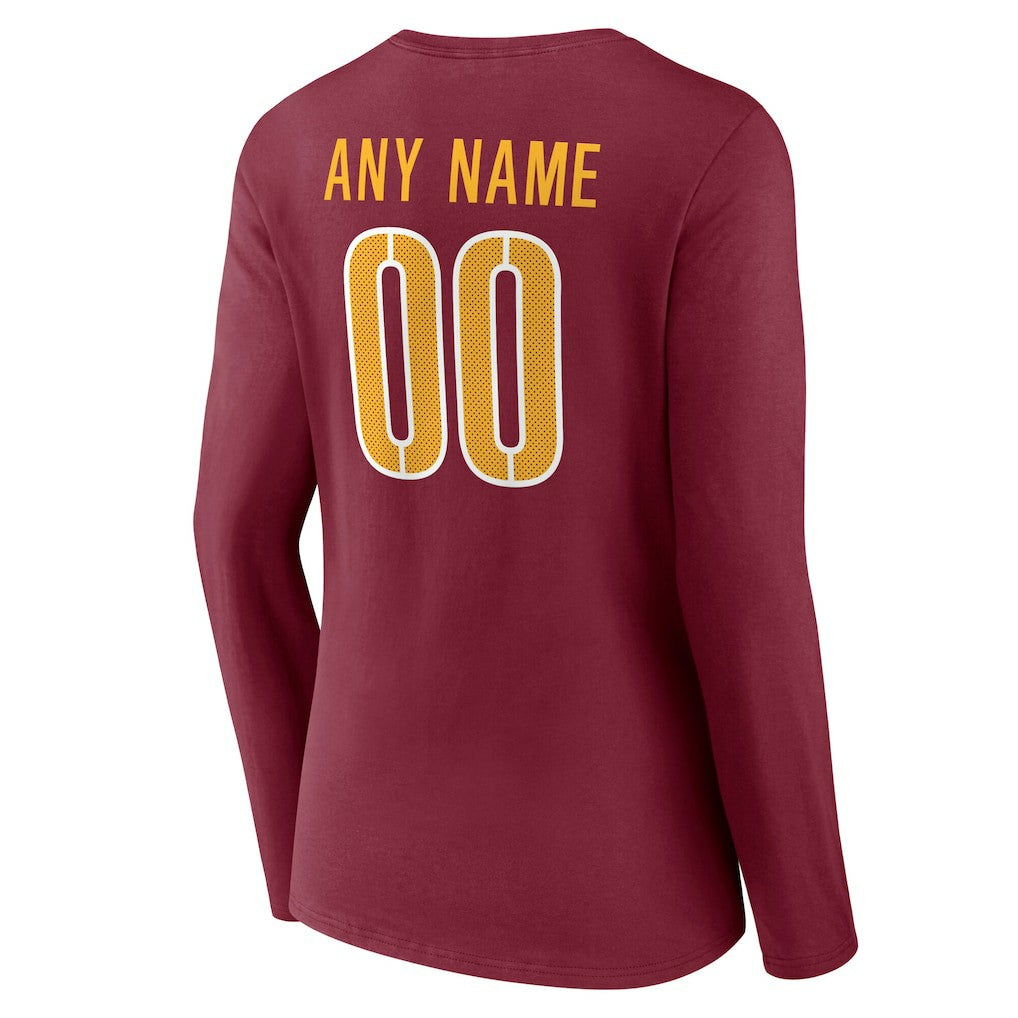 Washington Commanders Women's Team Authentic Personalized Name & Number Long Sleeve V-Neck T-Shirt - Burgundy discount