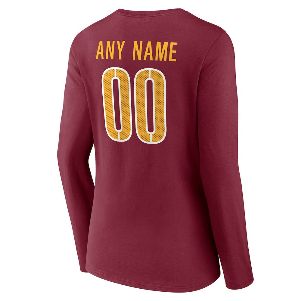 Washington Commanders Women's Team Authentic Personalized Name & Number Long Sleeve V-Neck T-Shirt - Burgundy discount