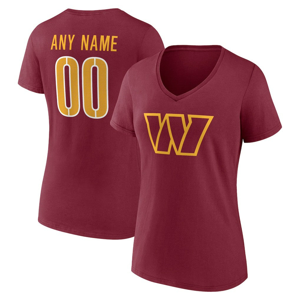 Washington Commanders Women's Team Authentic Personalized Name & Number V-Neck T-Shirt - Burgundy cheap