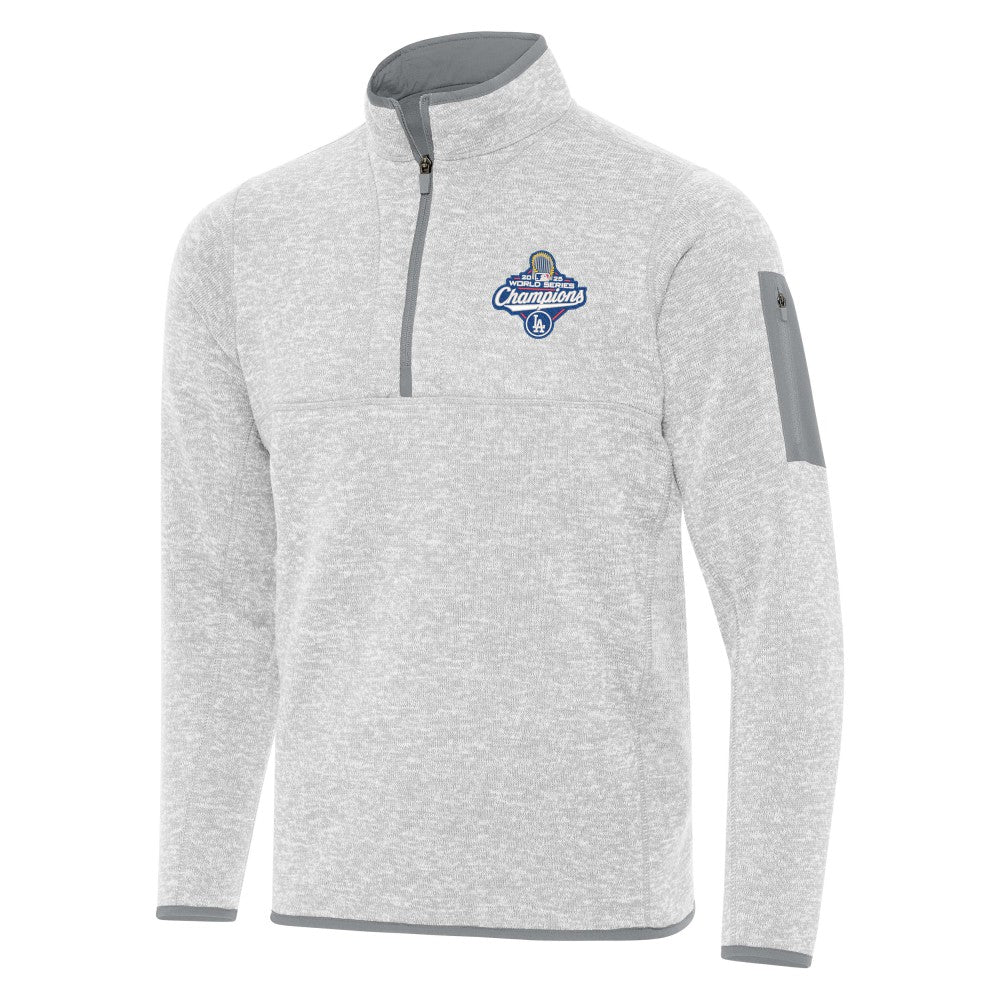Los Angeles Dodgers Antigua Back-to-Back World Series Champions Fortune Quarter-Zip Pullover - Heather Gray