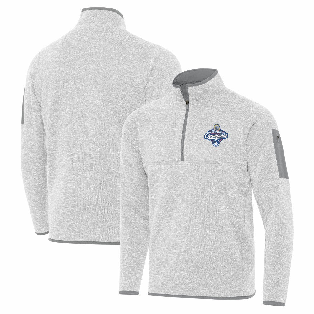 Los Angeles Dodgers Antigua 2025 World Series Champions Fortune Quarter-Zip Jacket - Heather Gray