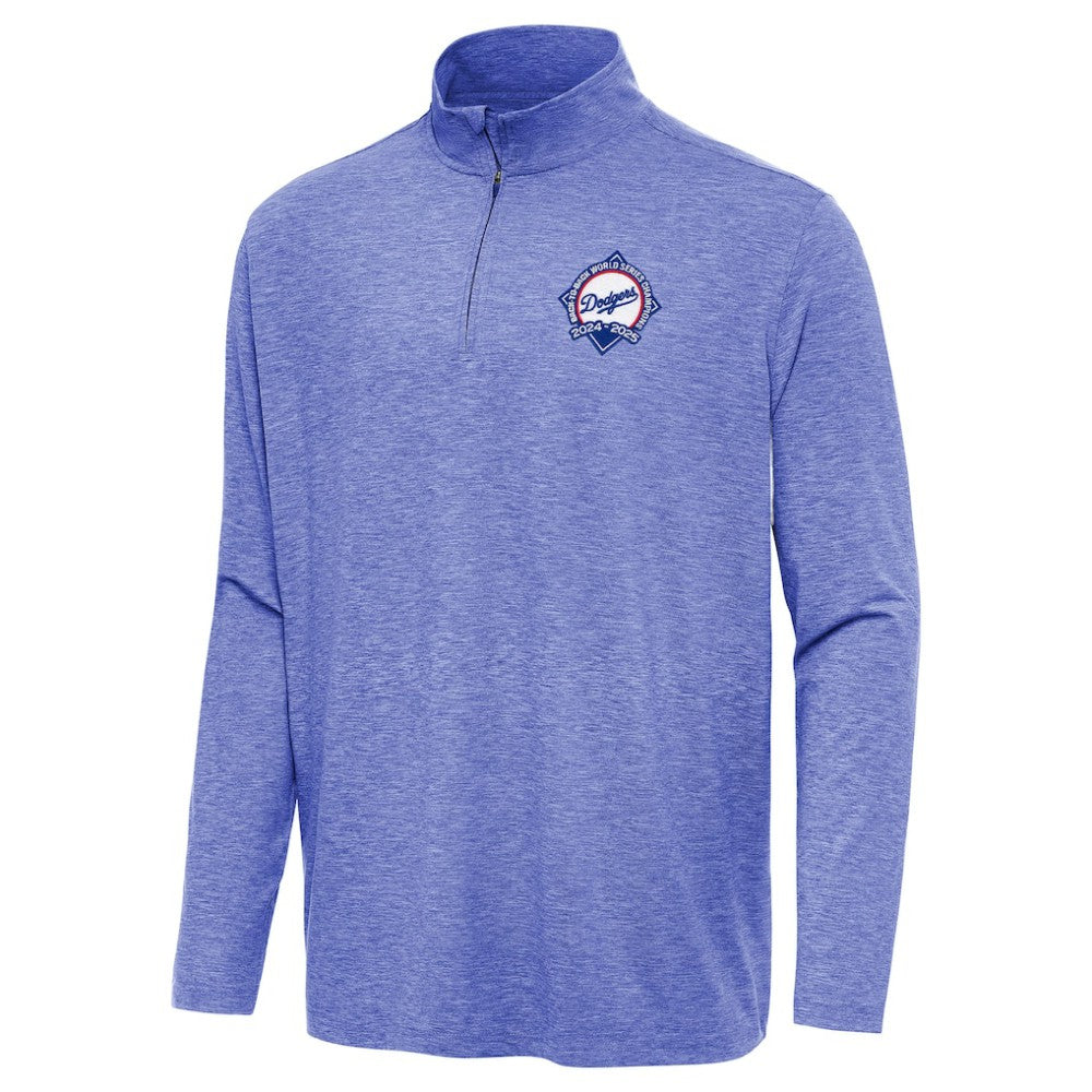 Los Angeles Dodgers Antigua Back-to-Back World Series Champions Hunk Quarter-Zip Pullover - Heather Royal