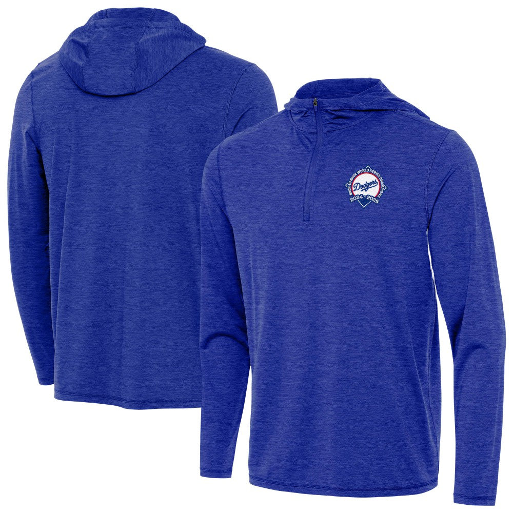 Los Angeles Dodgers Antigua Back-to-Back World Series Champions Tidy Quarter-Zip Hoodie - Heather Royal