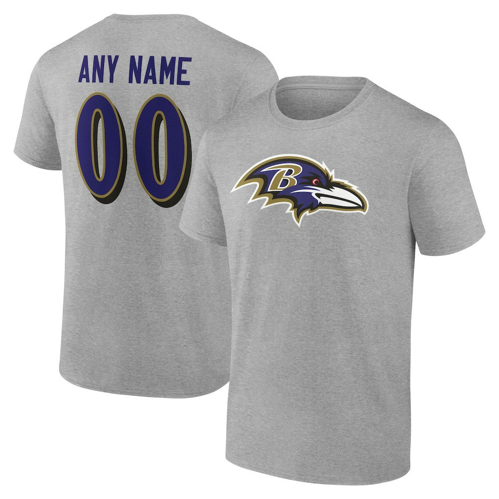 Baltimore Ravens Big & Tall Team Authentic Custom T-Shirt - Gray cheap