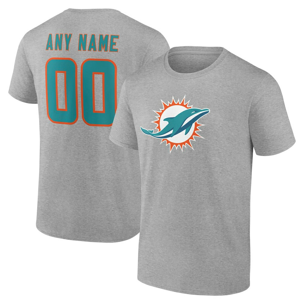 Miami Dolphins Big & Tall Team Authentic Custom T-Shirt - Gray sale