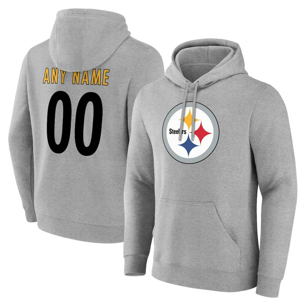Pittsburgh Steelers Big & Tall Team Authentic Custom Hoodie - Gray for sale