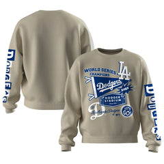 Los Angeles Dodgers Women's 2025 World Series Champions Pennant Spirit Jersey Fleece Sweatshirt - Beige
