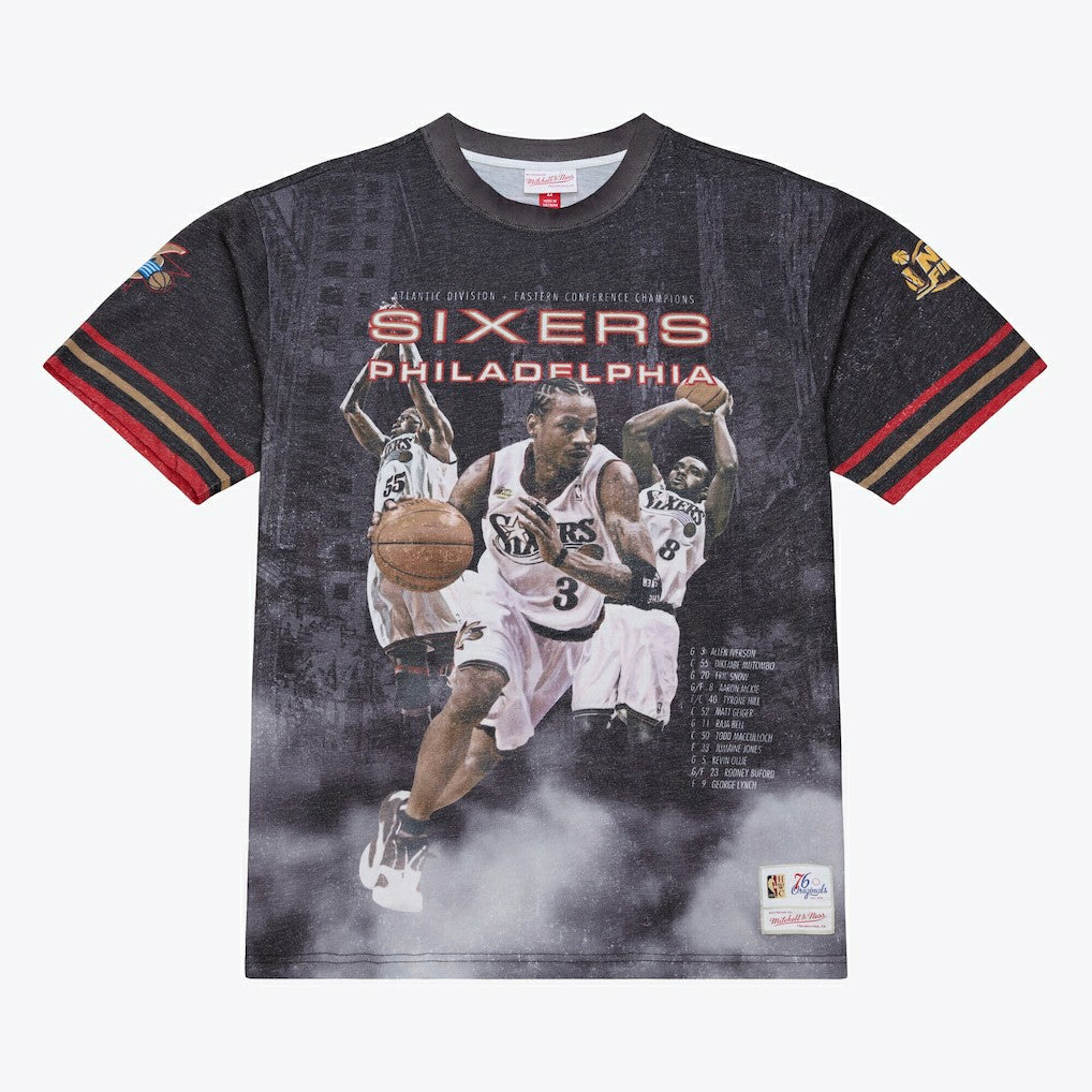 Philadelphia 76ers Hardwood Classics Originals Collection 2000-2001 Team Roster T-Shirt - Black | Mitchell & Ness for sale