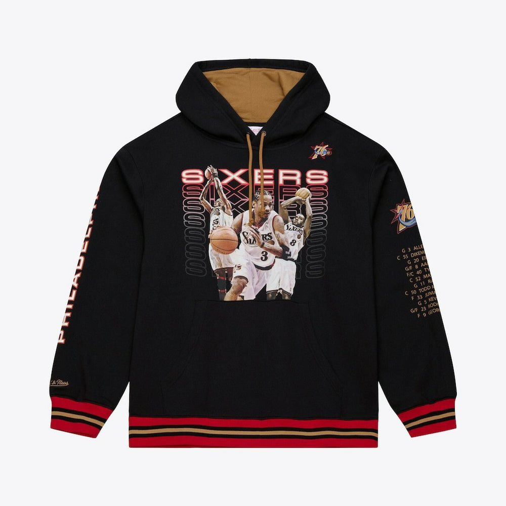 Philadelphia 76ers Hardwood Classics Originals Collection 2000-2001 Team Roster Fleece Hoodie - Black | Mitchell & Ness for sale