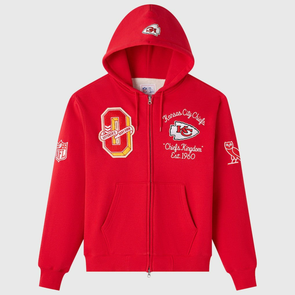 Kansas City Chiefs OVO x NFL Unisex Full-Zip Waffle-Lined Hoodie - Red cheap