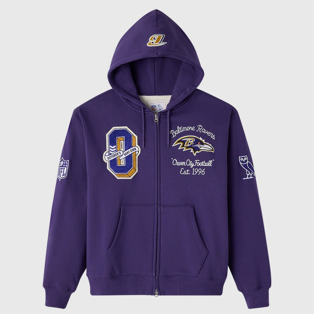Baltimore Ravens OVO x NFL Unisex Full-Zip Waffle-Lined Hoodie - Purple online
