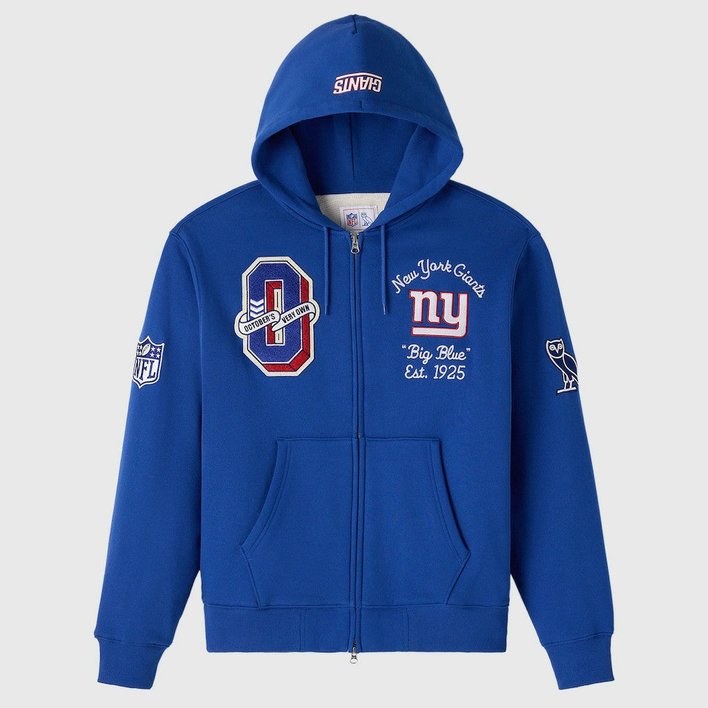 New York Giants OVO x NFL Unisex Full-Zip Waffle-Lined Hoodie - Royal on sale