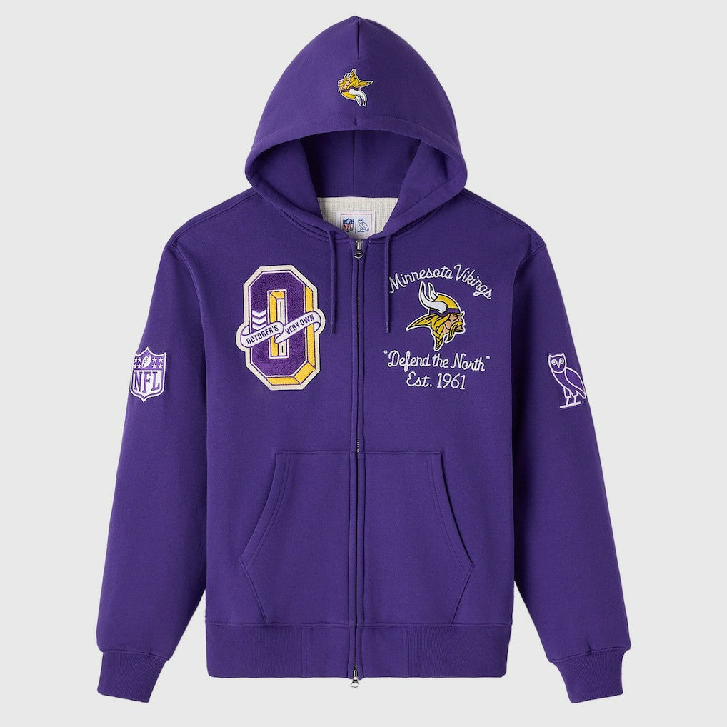 Minnesota Vikings OVO x NFL Unisex Full-Zip Waffle-Lined Hoodie - Purple on sale