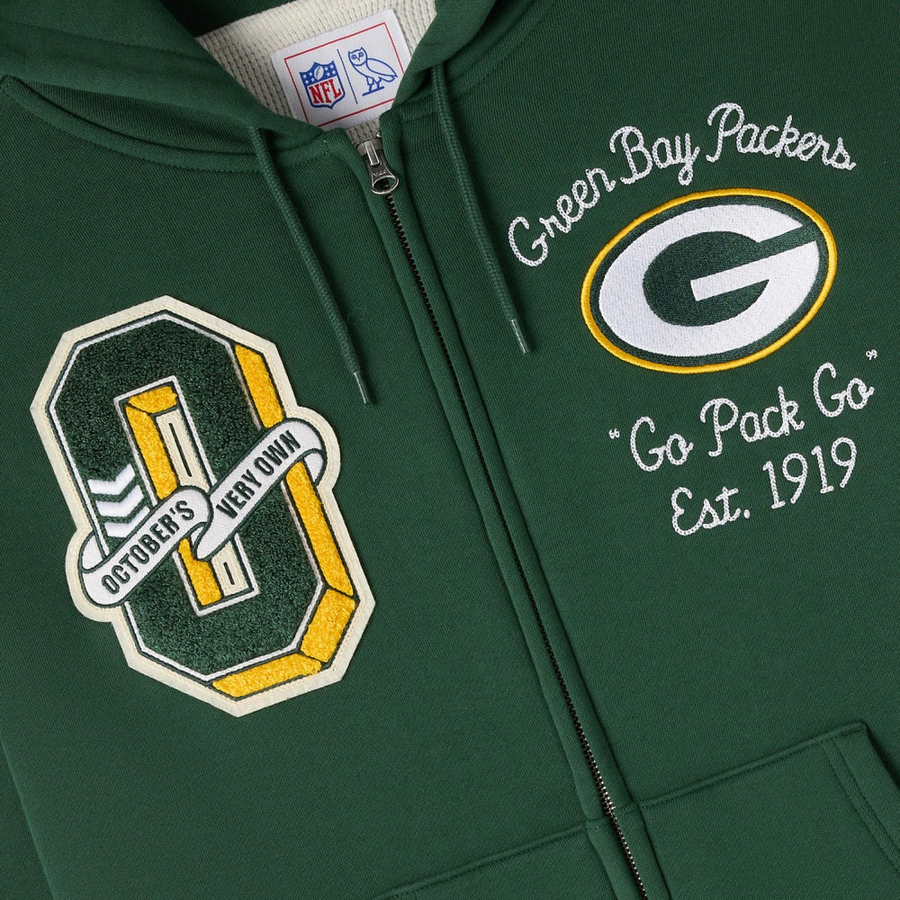 Green Bay Packers OVO x NFL Unisex Full-Zip Waffle-Lined Hoodie - Green outlet