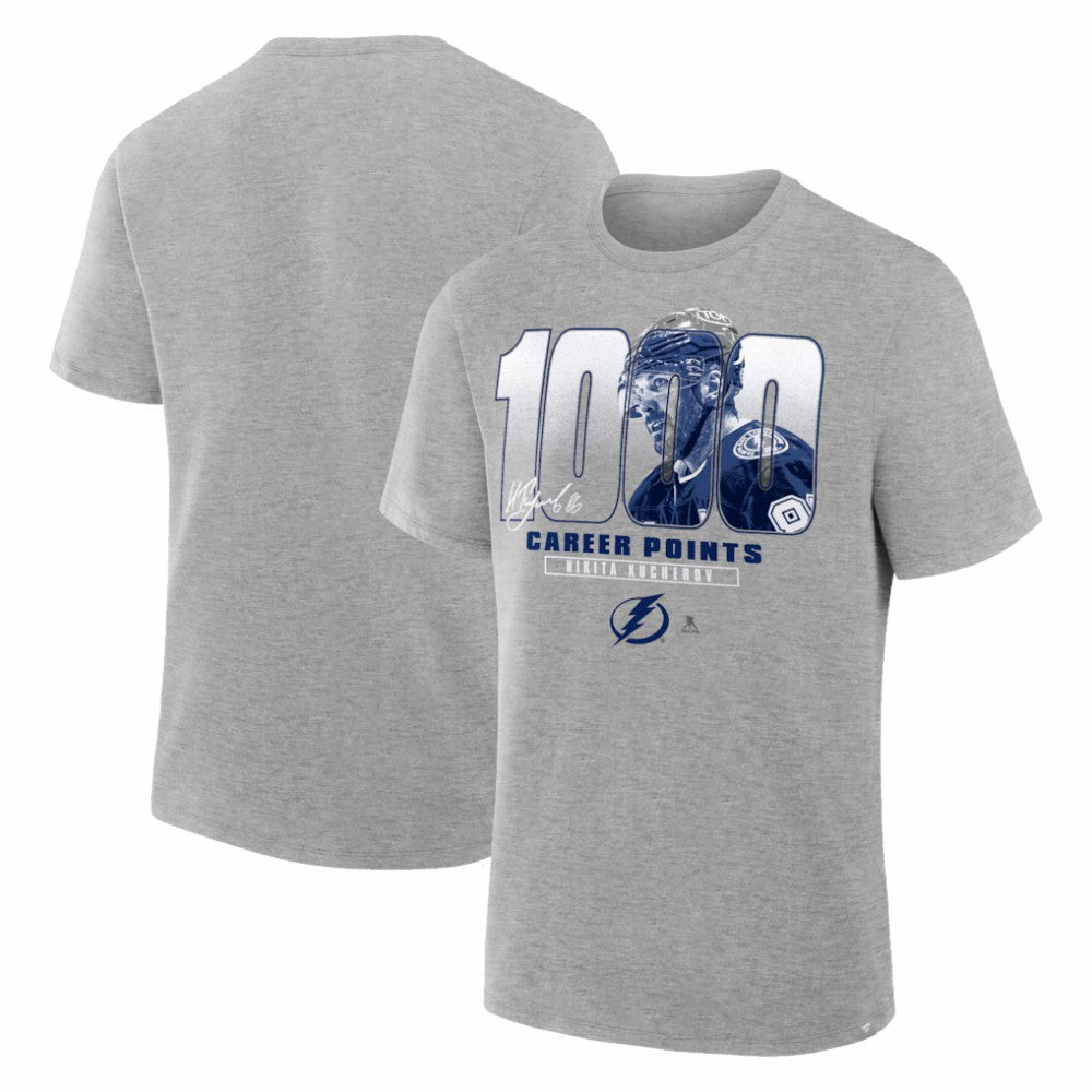 Nikita Kucherov Tampa Bay Lightning 1000 Career Points Legacy T-Shirt Gray