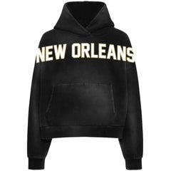 WRLDINVSN x New Orleans Saints Unisex Cozy Cropped Hoodie - Black cheap