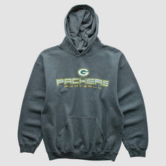 Green Bay Packers 2000s Hooded Pullover Sweatshirt - Dark Heather Gray Vintage cheap