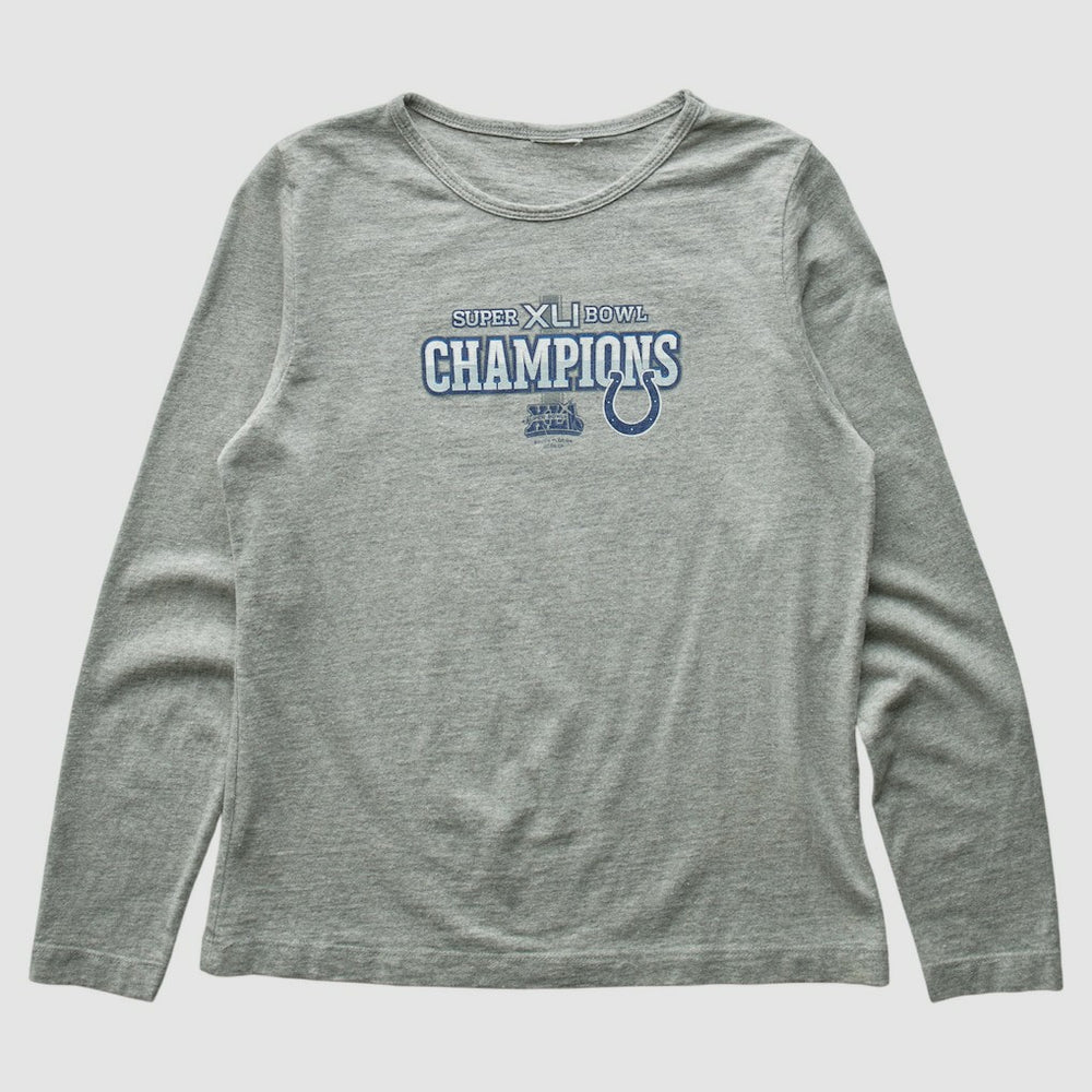 Indianapolis Colts 2007 Long Sleeve T-shirt - Heather Gray Vintage on sale