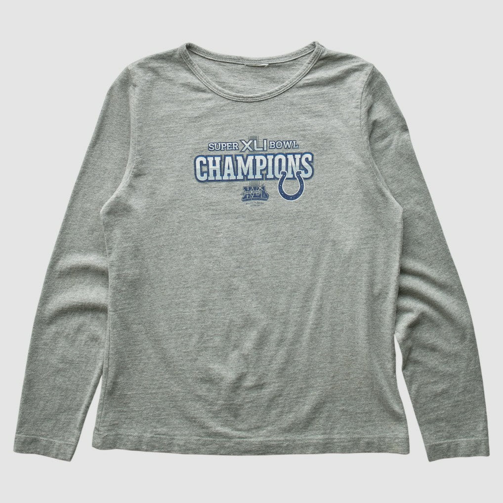 Indianapolis Colts 2007 Long Sleeve T-shirt - Heather Gray Vintage on sale
