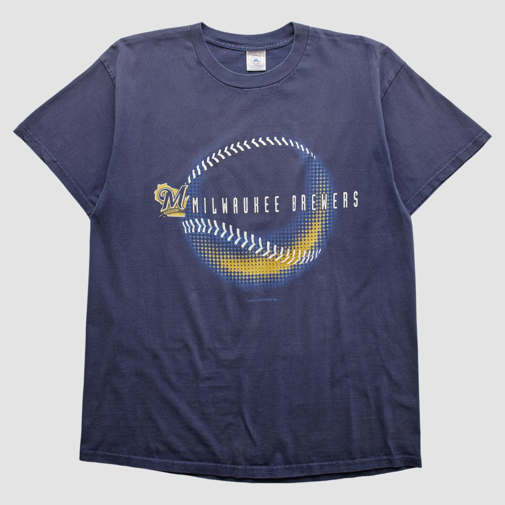 Milwaukee Brewers Logo Athletic 2001 T-shirt - Navy Vintage
