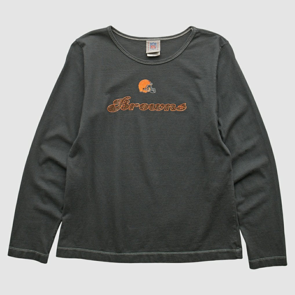 Cleveland Browns NFL 2000s Long Sleeve T-shirt - Charcoal Vintage on sale