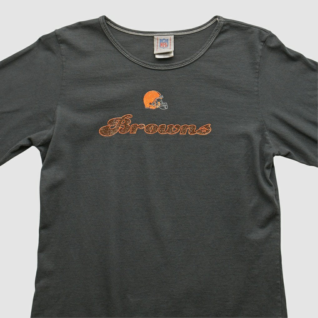 Cleveland Browns NFL 2000s Long Sleeve T-shirt - Charcoal Vintage on sale