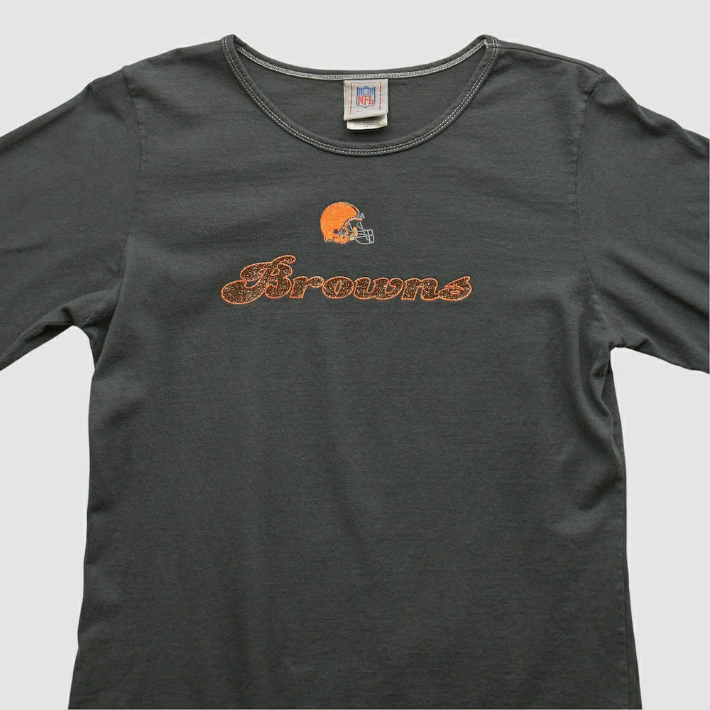 Cleveland Browns NFL 2000s Long Sleeve T-shirt - Charcoal Vintage on sale