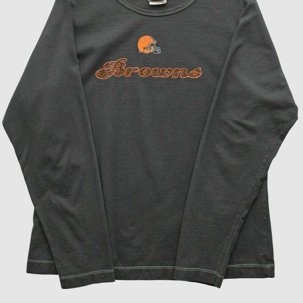 Cleveland Browns NFL 2000s Long Sleeve T-shirt - Charcoal Vintage on sale