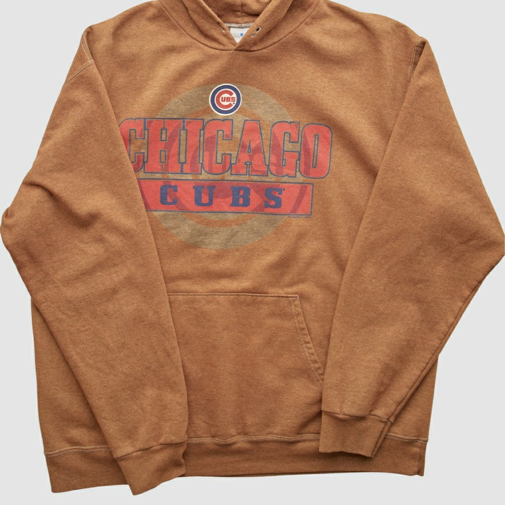 Chicago Cubs 2000s Hooded Pullover Sweatshirt - Tan Vintage
