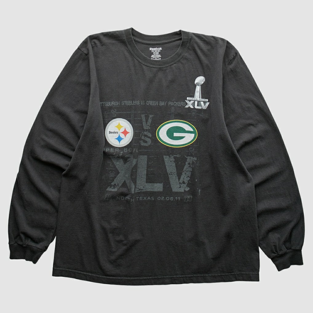 Superbowl XLV Reebok 2011 Long Sleeve T-shirt - Black Vintage cheap