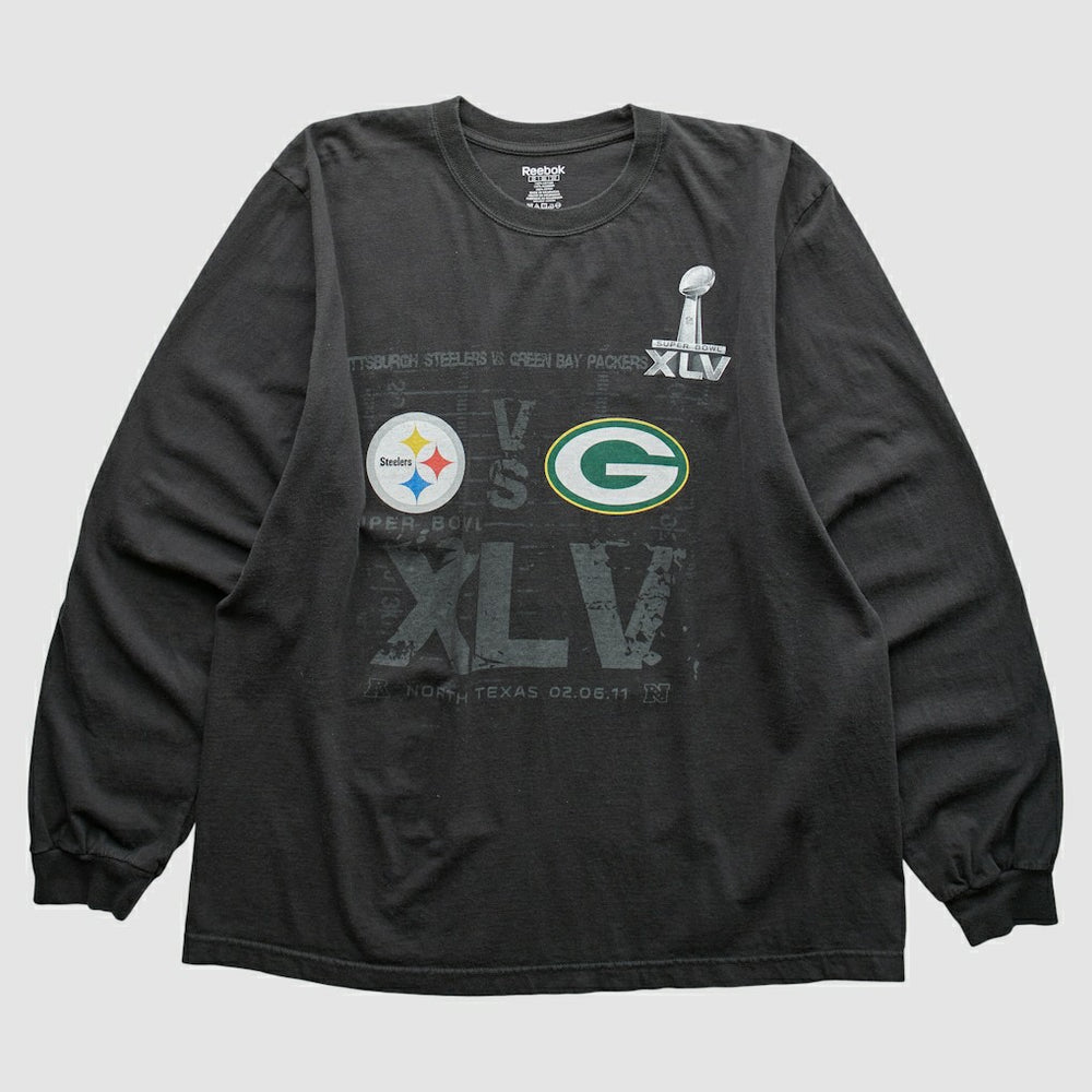 Superbowl XLV Reebok 2011 Long Sleeve T-shirt - Black Vintage cheap