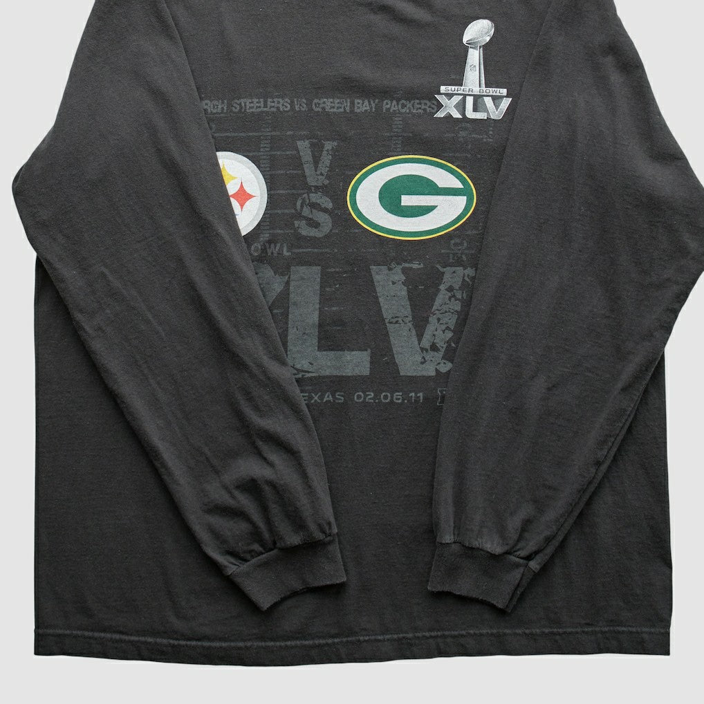 Superbowl XLV Reebok 2011 Long Sleeve T-shirt - Black Vintage cheap