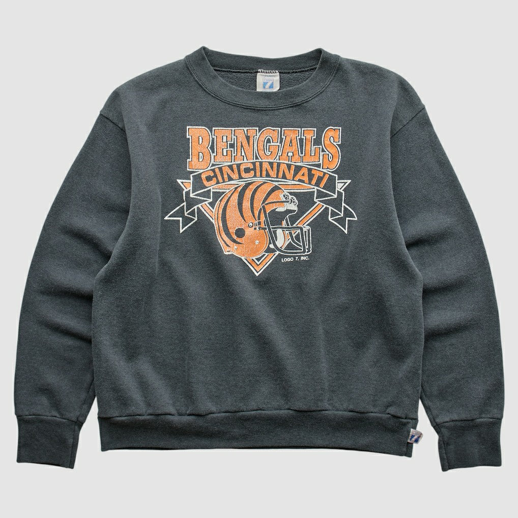 Cincinnati Bengals Logo 7 80s Pullover Sweatshirt - Charcoal Vintage cheap