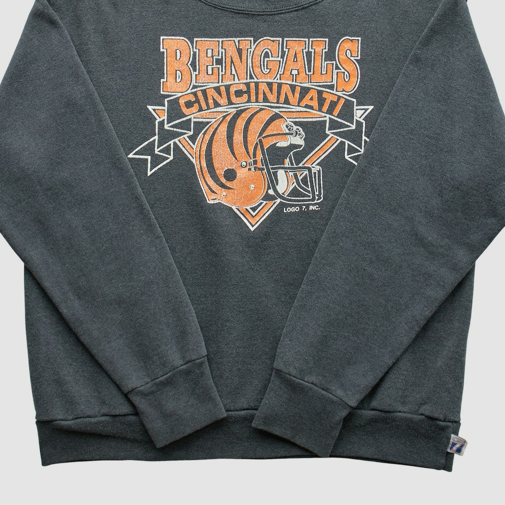Cincinnati Bengals Logo 7 80s Pullover Sweatshirt - Charcoal Vintage cheap