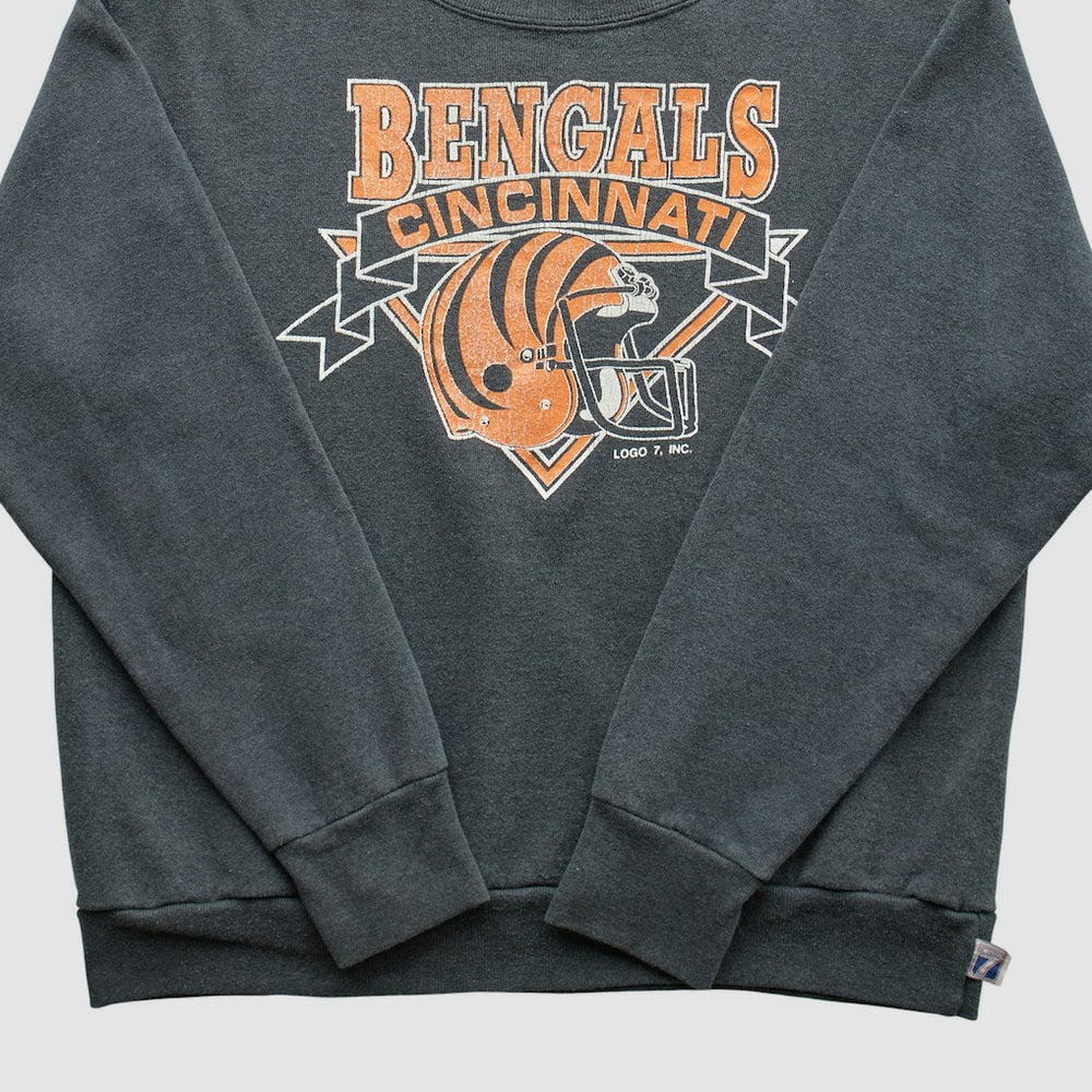Cincinnati Bengals Logo 7 80s Pullover Sweatshirt - Charcoal Vintage cheap