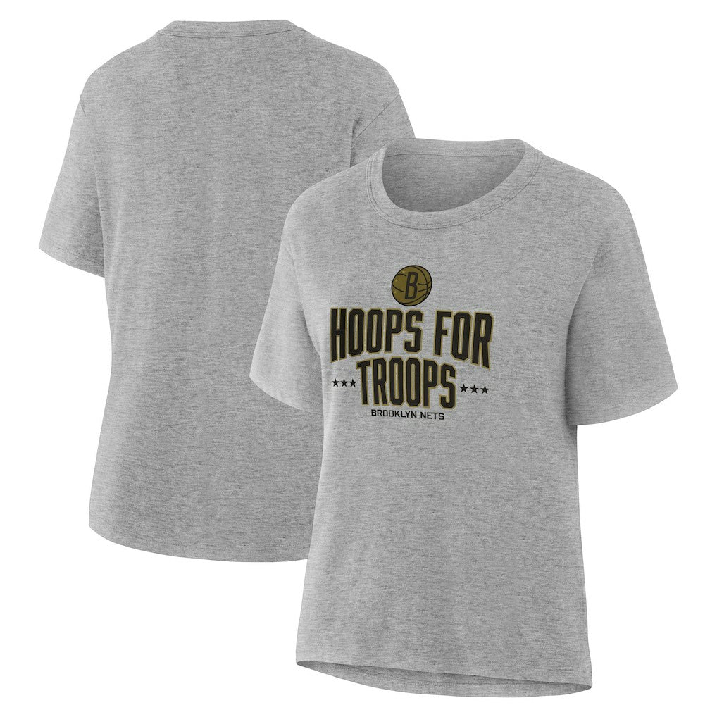 Brooklyn Nets Women's Hoops For Troops T-Shirt - Gray online
