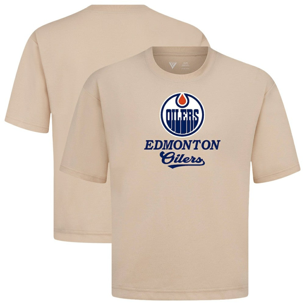 Edmonton Oilers Levelwear Team Surge Luxe Signature Knit T-Shirt Khaki