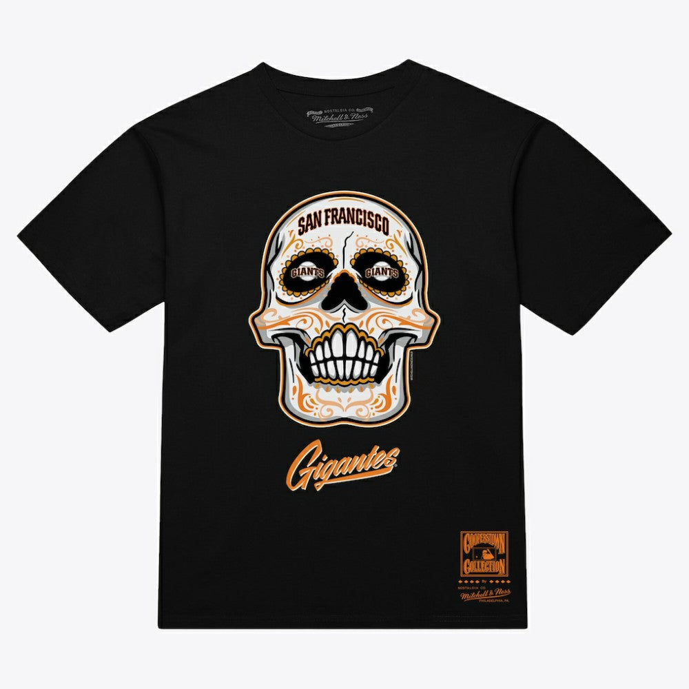 San Francisco Giants Women's Sugar Skull Boxy T-Shirt - Black | Mitchell & Ness