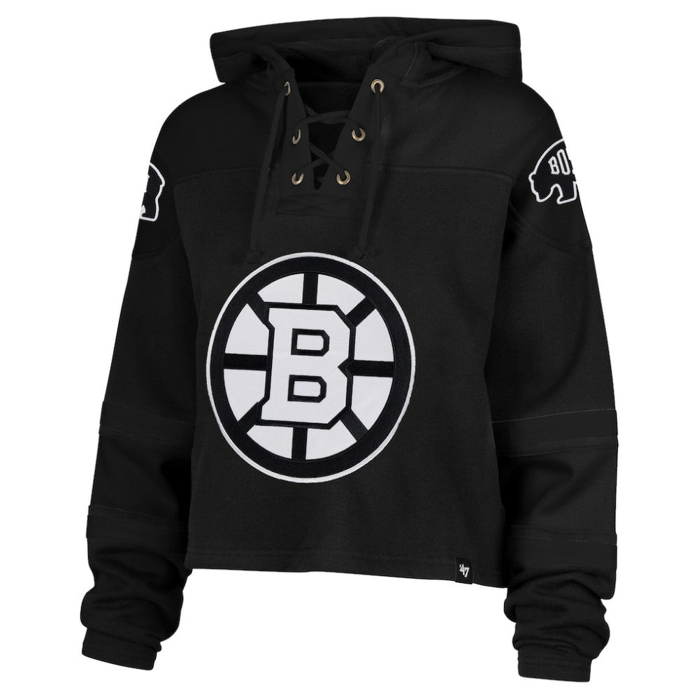 Boston Bruins '47 Women's Cropped Lacer Hoodie Black