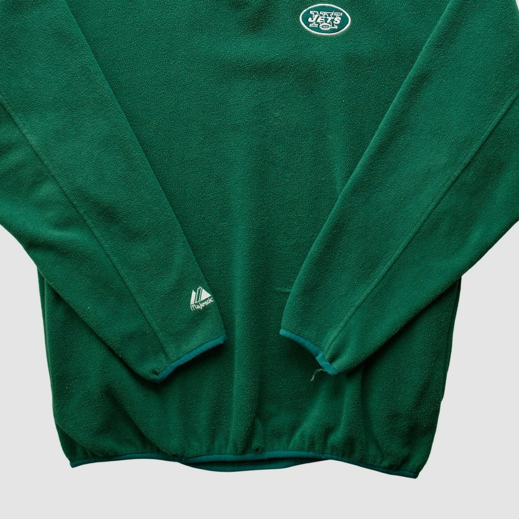 New York Jets Majestic 2000s 1/4 Zip Sweatshirt - Green Vintage sale