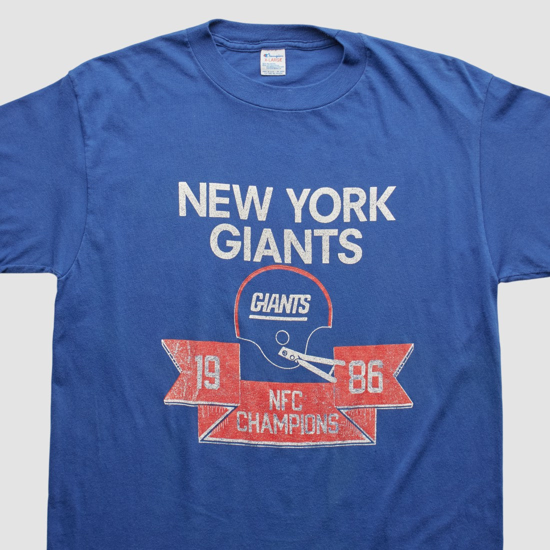 New York Giants Champion 1986 T-shirt - Blue Vintage for sale