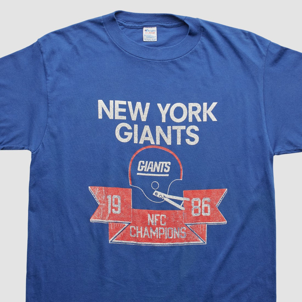 New York Giants Champion 1986 T-shirt - Blue Vintage for sale